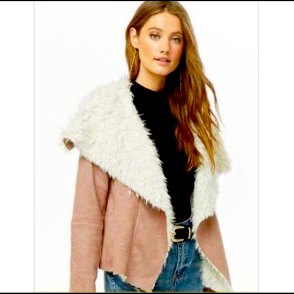 Mustard Seed Faux Fur Suede Jacket